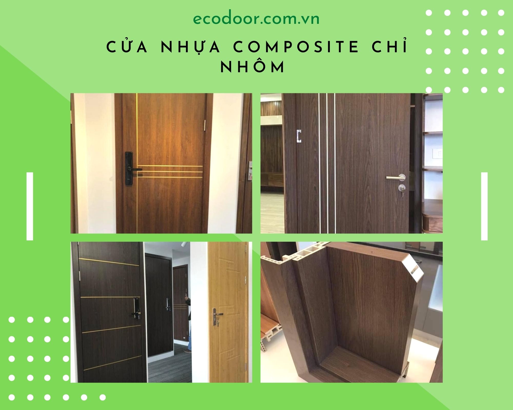 Cửa gỗ nhựa composite chỉ nhôm Ecodoor 